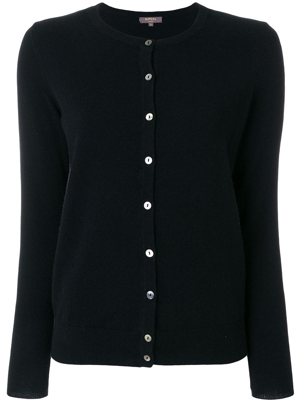 round neck contrast button cardigan by N.PEAL