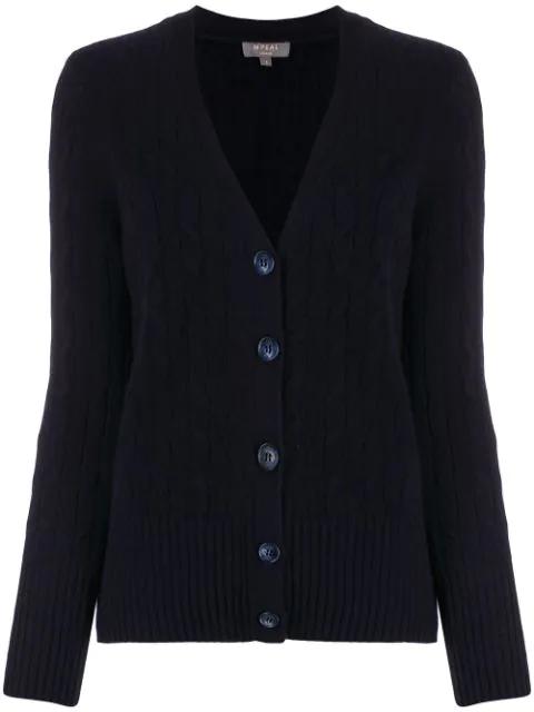v-neck cable knit cardigan by N.PEAL