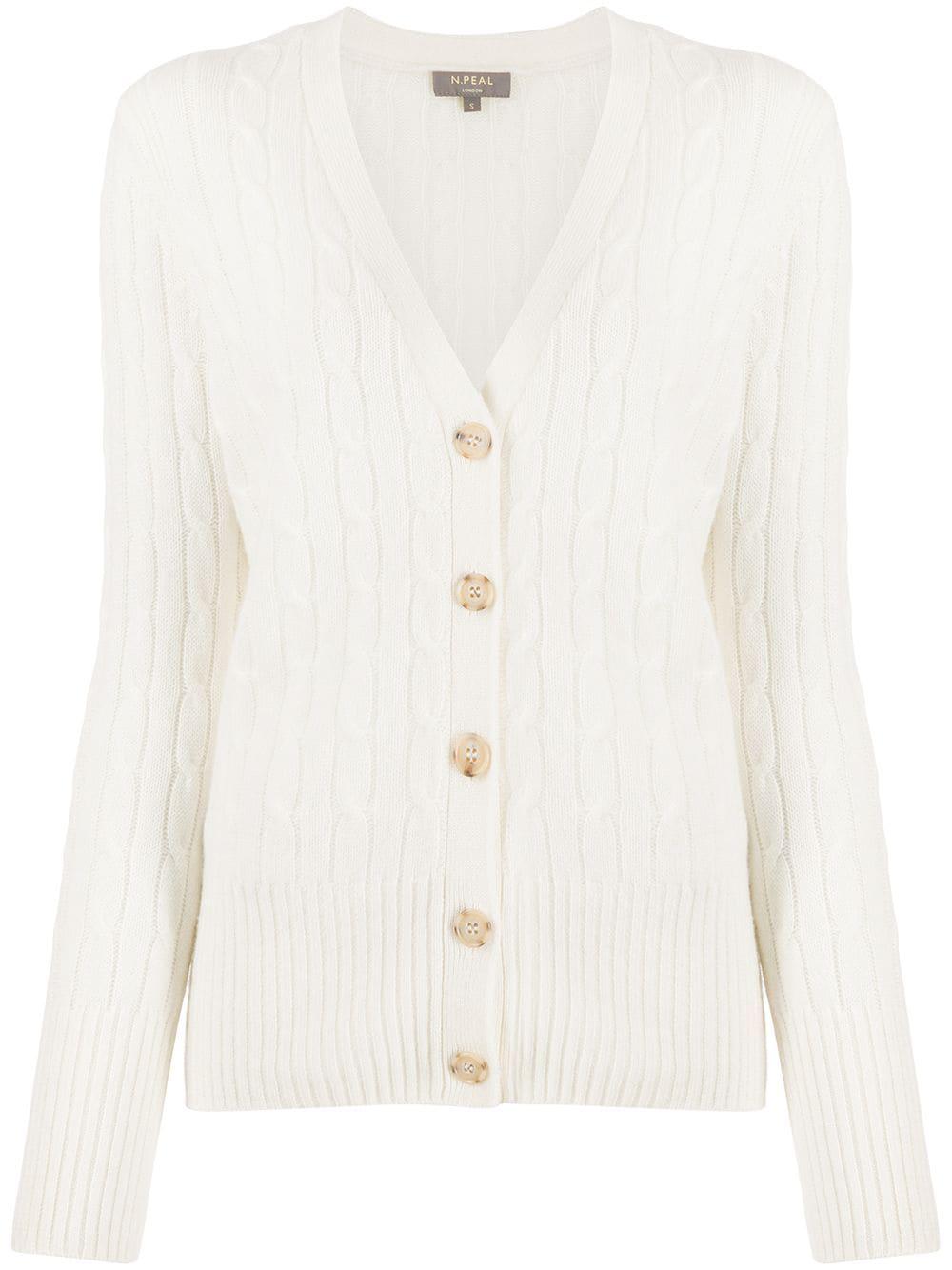 v-neck cable-knit cardigan by N.PEAL