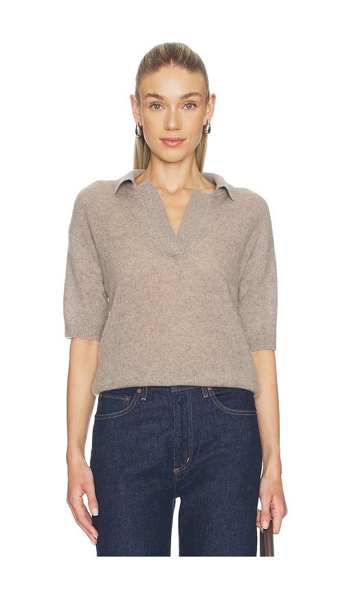 NAADAM Cloud Cashmere Short Sleeve Polo in Brown by NAADAM