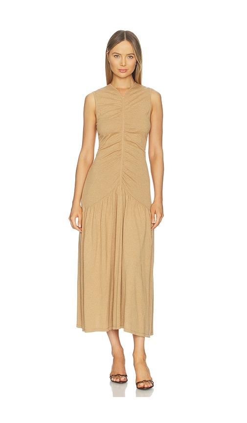 NAADAM Cotton Cashmere Long Ruched Dress in Brown by NAADAM