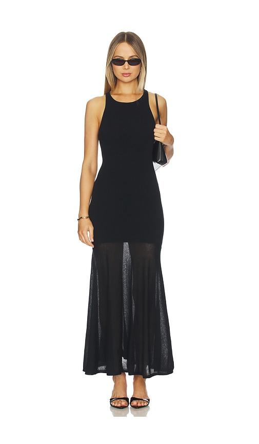 NAADAM Super Fine Crepe Long Dress With Sheer Skirt in Black by NAADAM