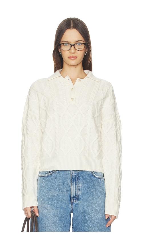 NAADAM Ultra Luxe Cashmino Cable Polo in White by NAADAM