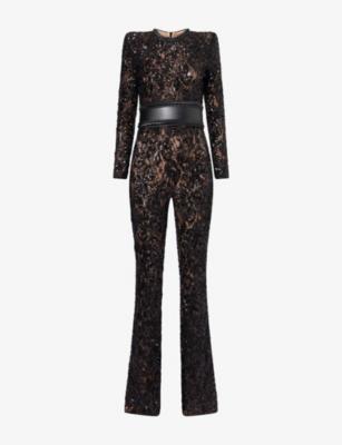 Bella Belted Sequinned Jumpsuit by NADINE MERABI