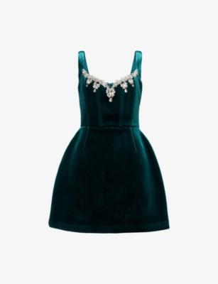 Blair Jewel-Embellished Velvet Mini Dress by NADINE MERABI