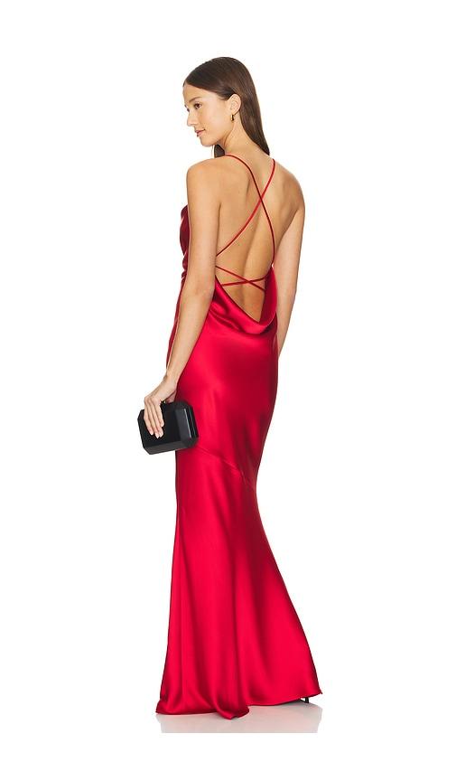 Nadine Merabi Cowl Neck Maxi Dress in Red by NADINE MERABI