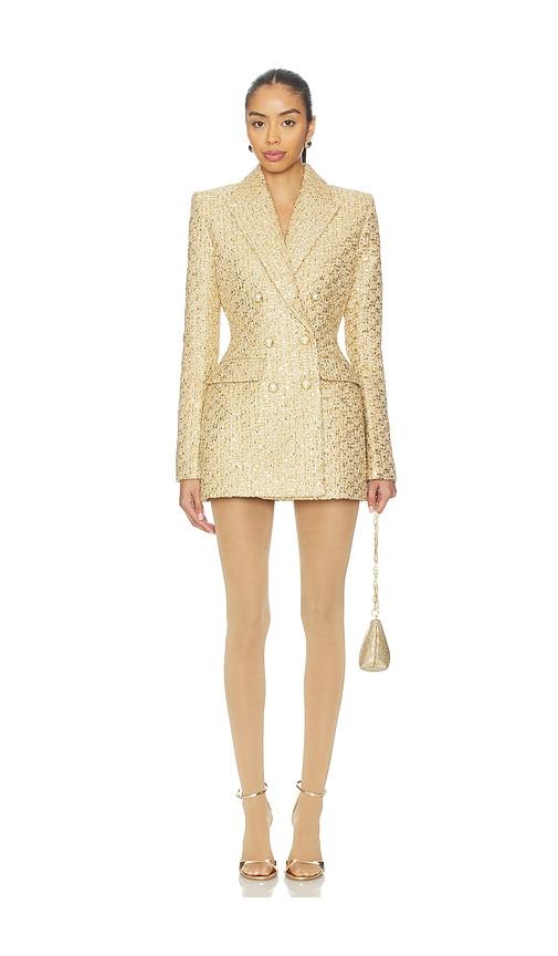 Nadine Merabi Monica Blazer Dress in Metallic Gold by NADINE MERABI