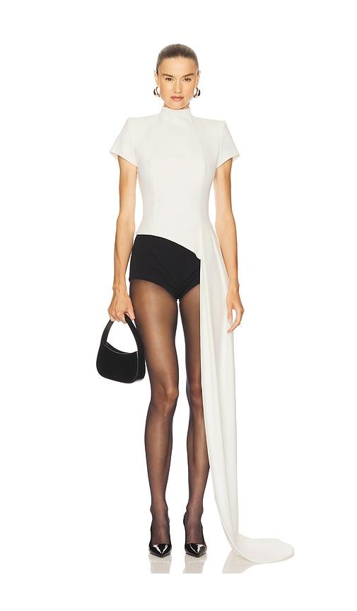 Nadine Merabi Top With Drape in White by NADINE MERABI