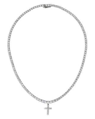 Astrid Cubic Zirconia Cross Tennis Pendant Necklace by NADRI