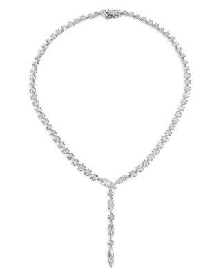 BTRX Mixed Cubic Zirconia Lariat Necklace in Rhodium Plated by NADRI