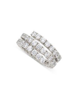 Cubic Zirconia Flex Wrap Ring in Rhodium Plated by NADRI