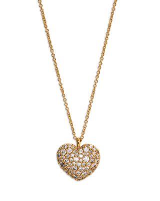 Cubic Zirconia Heart Pendant Necklace in 18K Gold Plated by NADRI