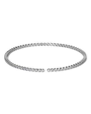 Dazzle Cubic Zirconia Structured Chocker Necklace in Rhodium Plated by NADRI