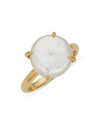 Dot Dot Dot Cultured Freshwater Coin Pearl Ring in 18K Gold Plated by NADRI
