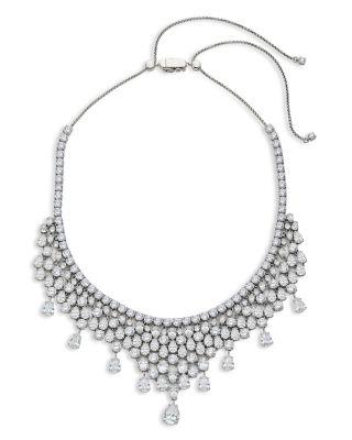 Glam Collar Necklace in Rhodium Plated by NADRI