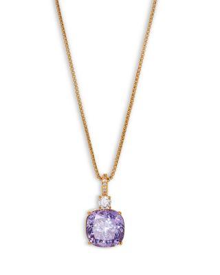 Macaron Cubic Zirconia Clear & Color Cushion Pendant Necklace by NADRI