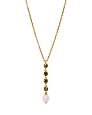 Maiden Black Cubic Zirconia & XX Pearl Lariat Necklace by NADRI