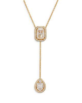 Radiant Cubic Zirconia Halo Lariat Necklace by NADRI