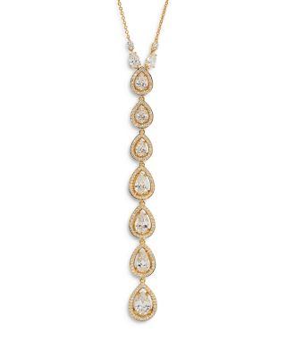 Radiant Cubic Zirconia Halo Lariat Necklace by NADRI