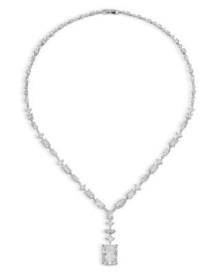 Rare Jewels Cubic Zirconia Statement Necklace Rhodium Plated by NADRI