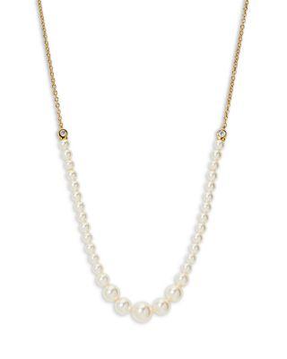 Siren Cubic Zirconia & Imitation Pearl Statement Necklace in 18K Gold Plated by NADRI