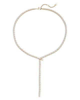 Tennis Y Necklace in 18K Gold Plated or Rhodium Plated by NADRI