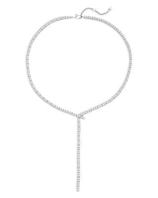 Tennis Y Necklace in 18K Gold Plated or Rhodium Plated by NADRI