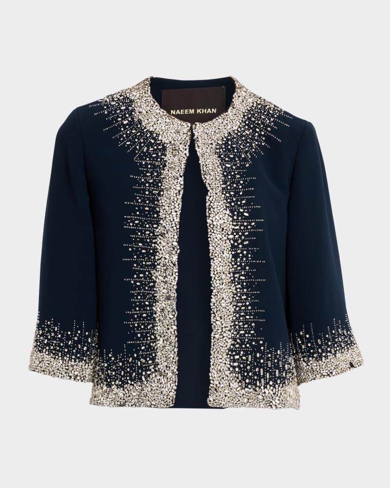 Crystal Embellished 3/4-Sleeve Bolero Jacket by NAEEM KHAN