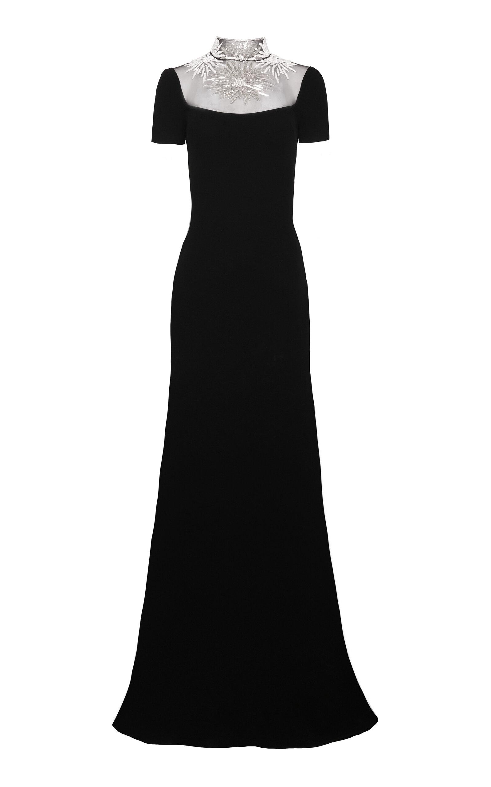 Naeem Khan Embellished Neckline Cap Sleeve Fit-And-Flare Crepe Gown - Moda Operandi by NAEEM KHAN