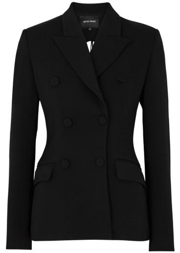 Intricate embellished open-back fringed blazer by NAFSIKA SKOURTI