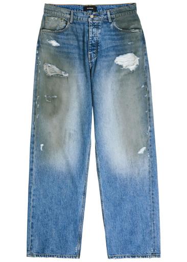 Dirty Wash distressed straight-leg jeans by NAHMIAS