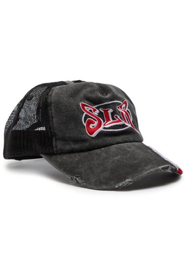 Flame embroidered cotton trucker hat by NAHMIAS