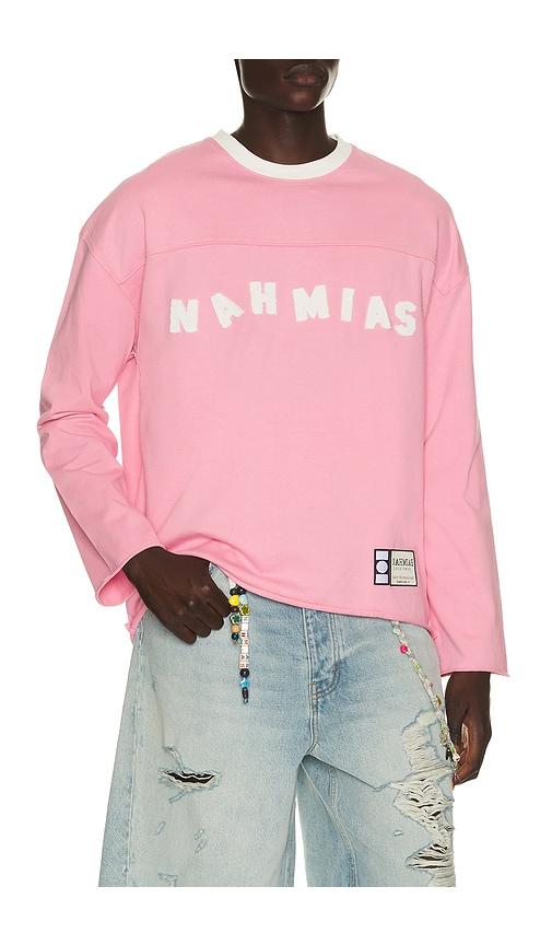 Nahmias Varsity Logo Long Sleeve Shirt in Pink by NAHMIAS