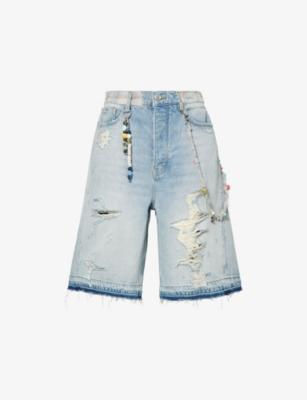 Venice De-Stressed Cotton Denim Shorts by NAHMIAS