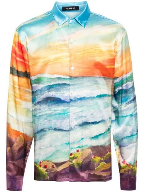 abstract-print silk shirt by NAHMIAS
