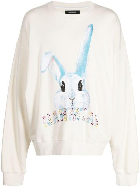 bunny-print cotton sweatshirt by NAHMIAS
