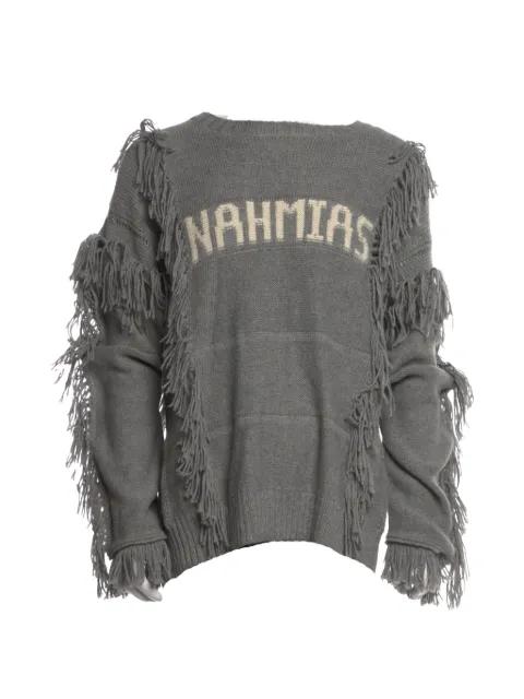crew-neck fringed distressed sweater by NAHMIAS