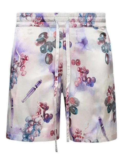 grape-print silk shorts by NAHMIAS