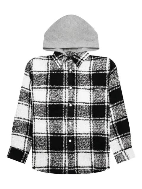 hoodied checked flannel jacket by NAHMIAS