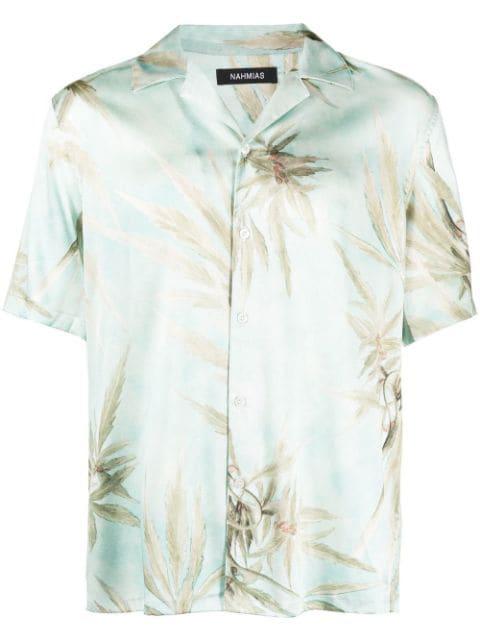 palm tree-print bowling shirt by NAHMIAS