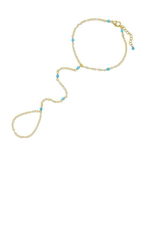 NAiiA Josie Turquoise Hand Chain in Metallic Gold by NAIIA