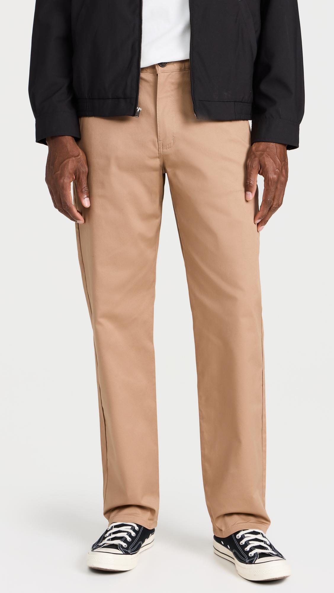 Straight Chino Beige Stretch Twill Trousers by NAKED & FAMOUS DENIM