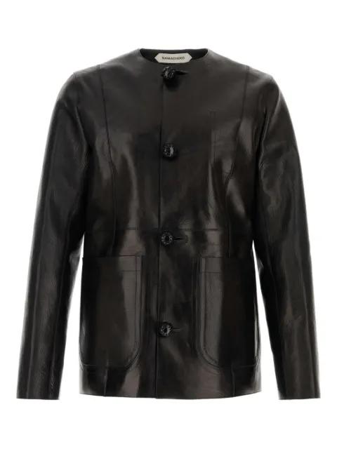 crew-neck leather jacket by NAMACHEKO