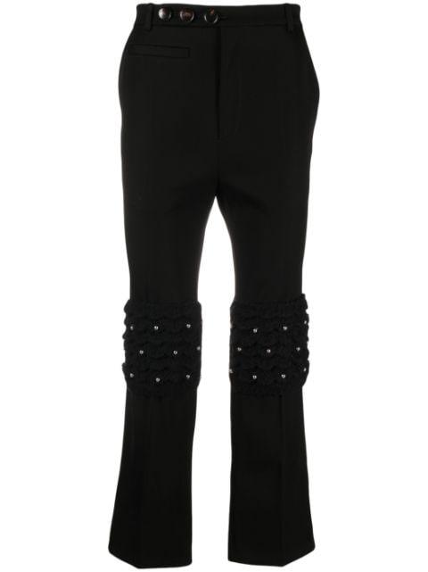 cropped crystal-embellished flared trousers by NAMACHEKO