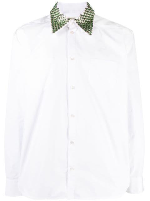 crysttal-embellished long-sleeve shirt by NAMACHEKO