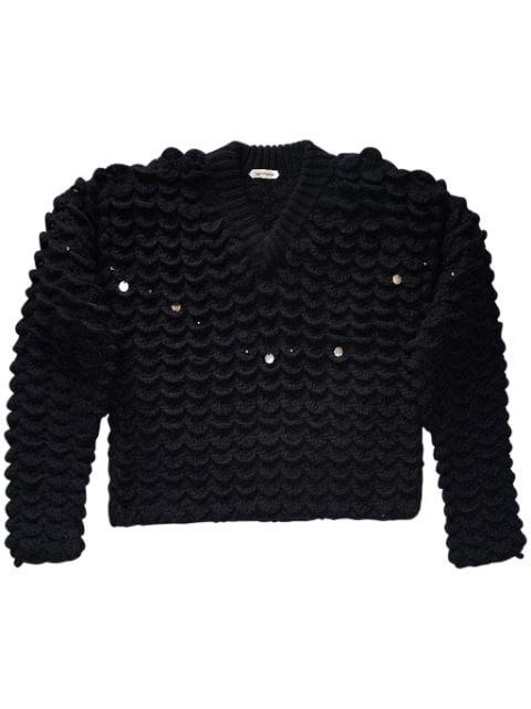 embellished V-neck jumper by NAMACHEKO