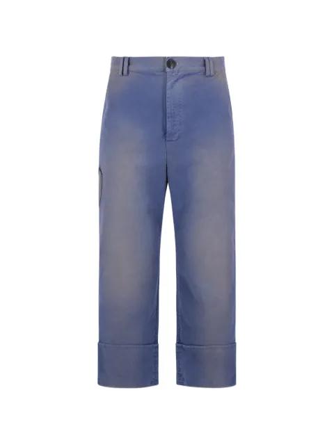 leather-patch turn-up trousers by NAMACHEKO