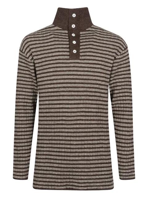 striped buttoned highneck luther sweater by NAMACHEKO