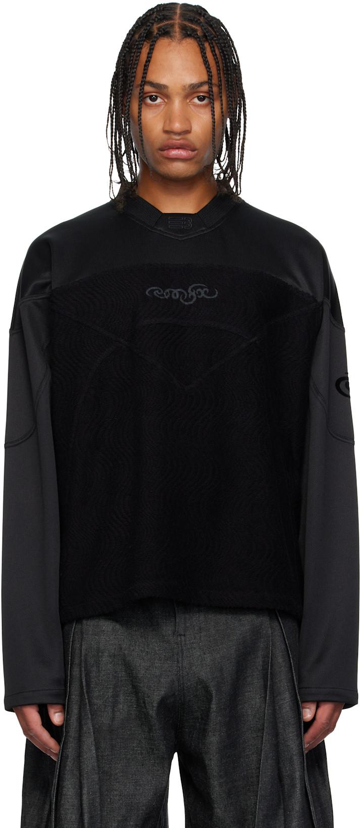 Black Keith Long Sleeve Jersey Sweatshirt by NAMESAKE