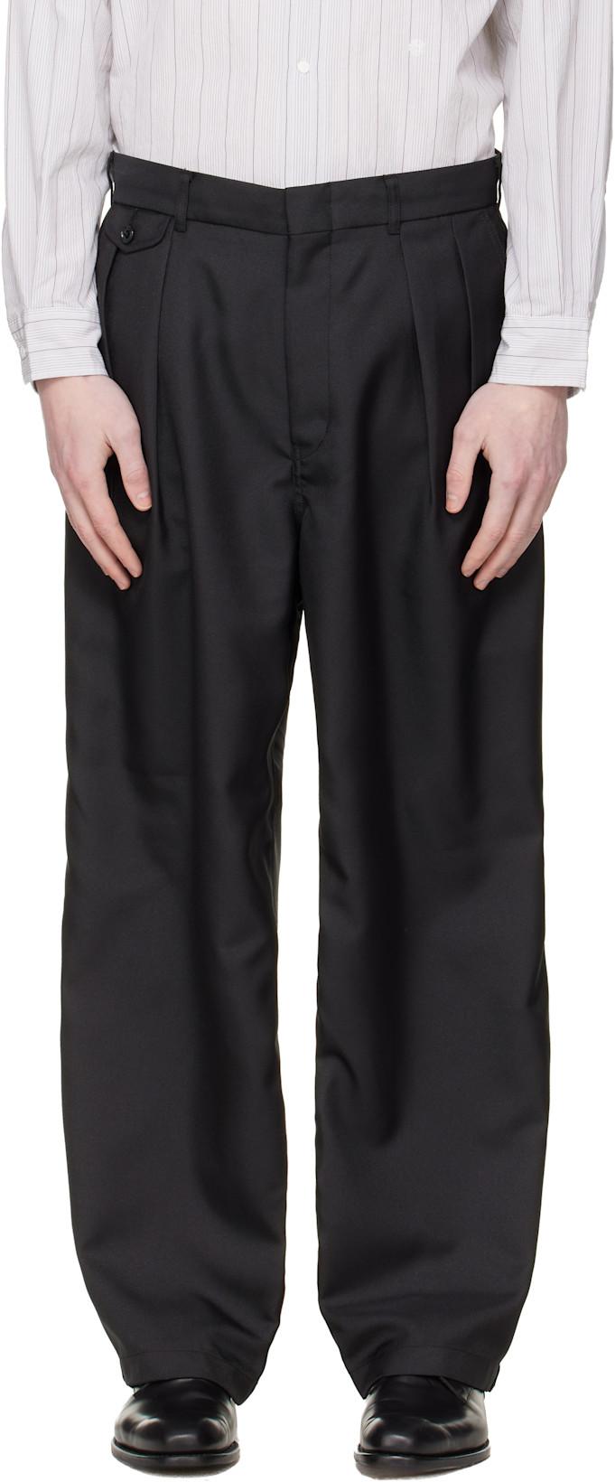 Black Polyester Twill Club Trousers by NANAMICA